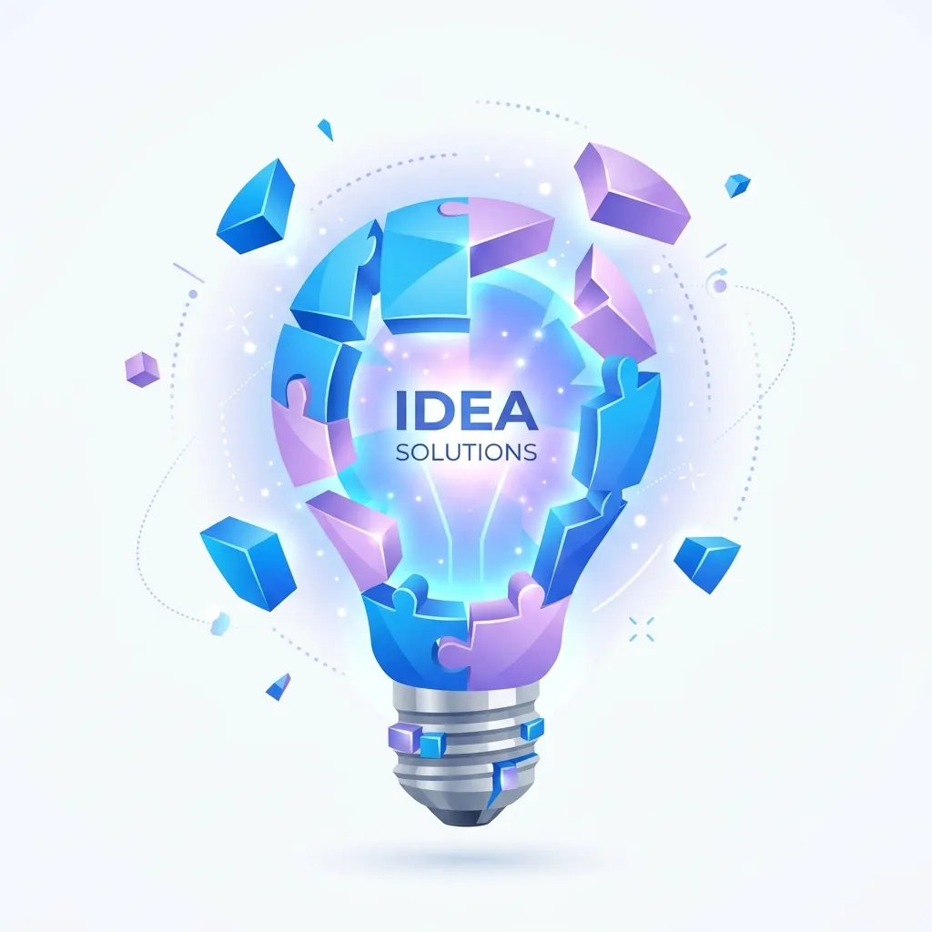 Creative puzzle lightbulb representing idea solutions