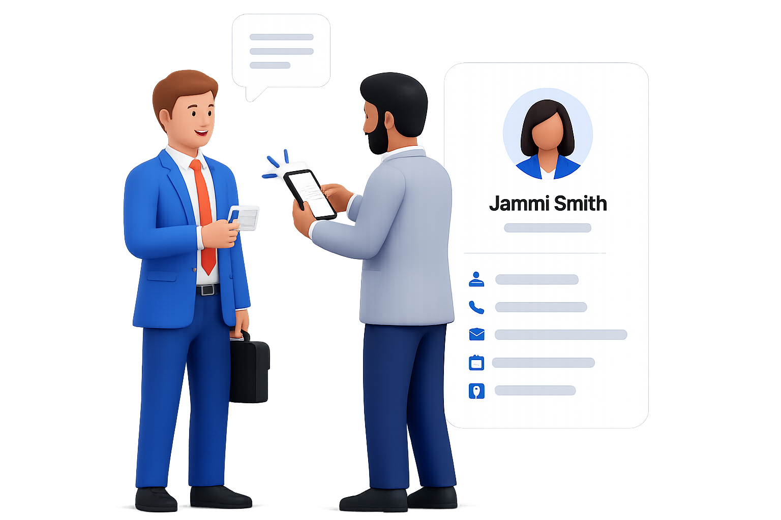 Contacts AI digital card and contact list